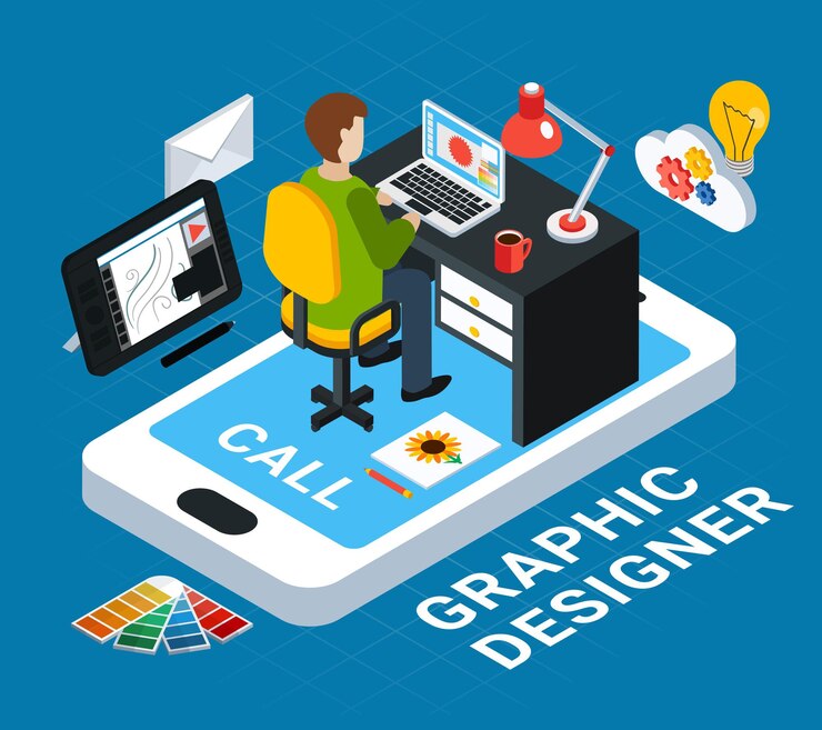 colorful graphic concept with er his workplace blue 3d 1284 26979